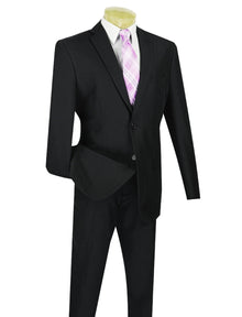 Lucci 2-Button with Flat Front Slacks Budget Slim Fit Suit - Black