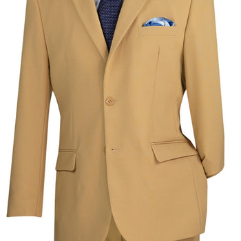 Lucci 2-Button with Flat Front Slacks Budget Suit - Khaki - Image 2