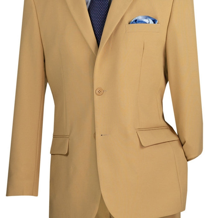 Lucci 2-Button with Flat Front Slacks Budget Suit - Khaki