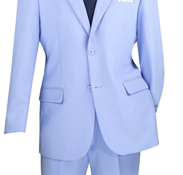 Lucci 2-Button with Flat Front Slacks Budget Suit - Light Blue - Image 2