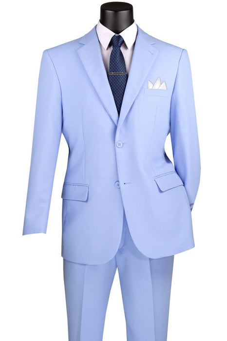 Lucci 2-Button with Flat Front Slacks Budget Suit - Light Blue