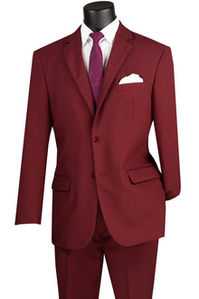 Lucci 2-Button with Flat Front Slacks Budget Suit - Burgundy