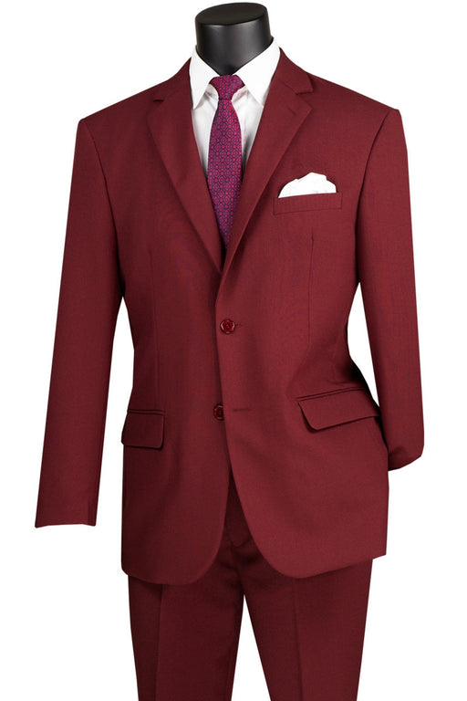 Lucci 2-Button with Flat Front Slacks Budget Suit - Burgundy