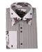 Men's High Collar Club Black Stripe Floral Shirts