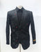 Floral themed full black 1 button peak lapel 1 chest pocket tuxedo suit for men