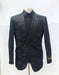 Floral themed full black 1 button peak lapel 1 chest pocket tuxedo suit for men