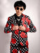 Alberto Nardoni Brand Men's Flower/Polka Dot Pattern Black and Red Party Slim Cheap Priced Blazer Jacket For Men