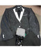 Flower printed notch collared 1 chest pocket cuff link black western blazer for men