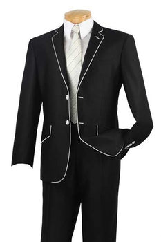 Tuxedo & Formal Men's Slim Fit Black White Trim Suits