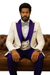 Hilton White and Purple Paisley Peak Lapel Tuxedo Jacket with Matching Shawl Vest and Wool Pants – Includes Bow Tie