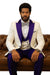 Hilton White and Purple Paisley Peak Lapel Tuxedo Jacket with Matching Shawl Vest and Wool Pants – Includes Bow Tie