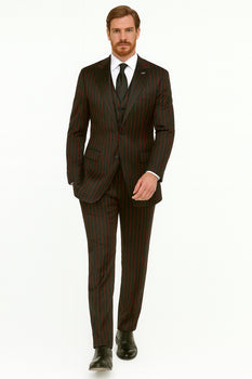 Men's  Black ~ Red Two Button Vest  Suit - Image 2