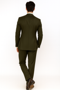 Tiglio Rosso Suits Italy Mens Olive Wool DB Vest Wide Leg Pant