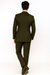 Classic Wool Fabric Fit - Pleated Pants - Peak Lapel With Double Breasted Vest - Athletic Fit Solid Olive Mens Suit