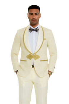 2025 Ivory and Gold 2pc Men's Suit by Tazzio - Image 4