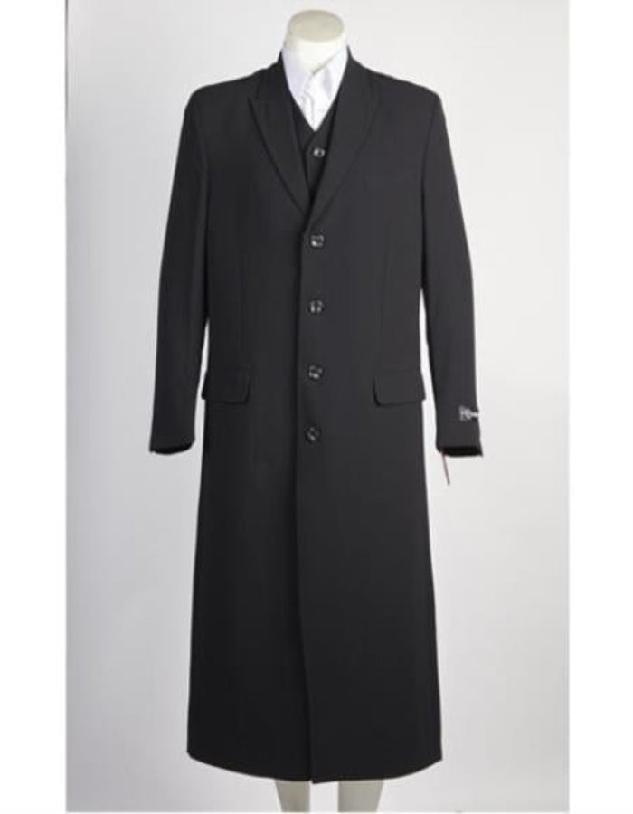 Men's 4 Button Vested Long Maxi Fashion Zoot Suit Black