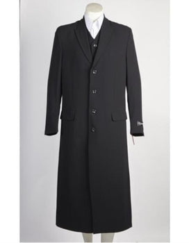 Men's 4 Button Vested Long Maxi Fashion Zoot Suit Black