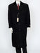 Men'S Dress Coat Black Velvet Notch Collar Wool/Cashmere 4 Button Overcoat