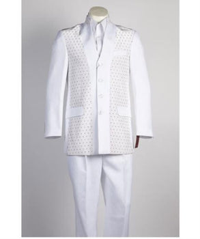Men's 4 Button All White Suit For Men
