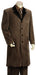 Men'S 4 Button Vested Fashion Suit Brown 45'' Long Jacket EXTRA LONG JACKET Maxi