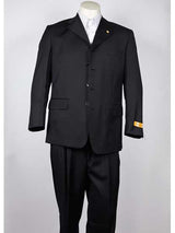 Men's Classic Fit 4 Button Black Suit