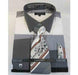 Black Multi Cotton French Cuff Colored Block Pattern Men'S Dress Shirt