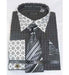 French Cuff With Contrasting Collar Bird Pattern Black Men'S Dress Shirt