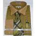 French Cuff Large Basket Weave Pattern Black Mustard Men's Dress Shirt