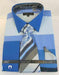 Blue Multi French Cuff Cotton Colored Block Pattern Men'S Dress Shirt