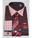 Red Burgundy ~ Wine ~ Maroon Color French Cuff With Contrasting Collar Bird Pattern Men'S Dress Shirt