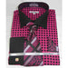 French Cuff Black Fuschia Large Basket Weave Pattern Men's Dress Shirt