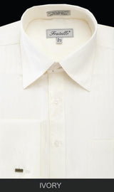NTFRV4906 Best Cheap Priced Designer Sale Men'S French Cuff Dress Shirt - Herringbone Tweed Stripe Ivory Men'S Dress Shirt