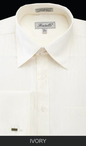NTFRV4906 Best Cheap Priced Designer Sale Men'S French Cuff Dress Shirt - Herringbone Tweed Stripe Ivory Men'S Dress Shirt
