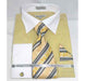 Pinstripe Pattern Mustard French Cuff With Collar Men'S Dress Shirt