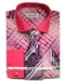 French Cuff Dress Fuchsia Pattern Shirts Tie Pink Color Set Men's Dress Shirt