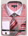 Men's Red and white Classic Fit Collared French Cuffed Shirt