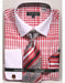 Men's Red and white Classic Fit Collared French Cuffed Shirt