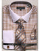 white Collared French Cuffed Beige Shirt with Tie/Hanky/Cufflink Set Men's Dress Shirt