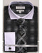 Black Woven Design White Collared French Cuffed Slim Fit Men'S Dress Shirt