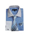 White Collared French Cuffed Shirt & Tie Set Blue Men'S Dress Shirt