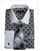 Black Polka Dot Pattern White Collared French Cuff Style Men'S Dress Shirt