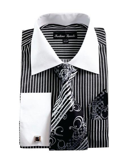 Black dress shirt with white collar MensUSA Black dress shirt with white collar MensUSA