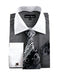 White Collared French Cuffed Dress Black & Tie Set Men'S Dress Shirt