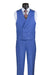 French Blue Modern Fit 3-Piece Suit with Lapel Vest & Adjustable Pants