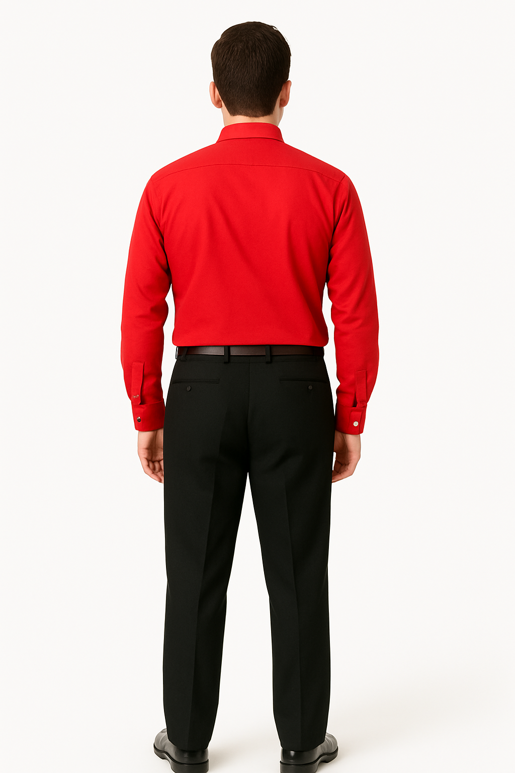 Best Cheap Priced Designer Sale Banded Collar Clergy Preacher Round Style Mandarin Collarless - French Cuff Red Men's Dress Shirt - Image 3