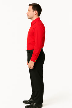 Best Cheap Priced Designer Sale Banded Collar Clergy Preacher Round Style Mandarin Collarless - French Cuff Red Men's Dress Shirt - Image 4