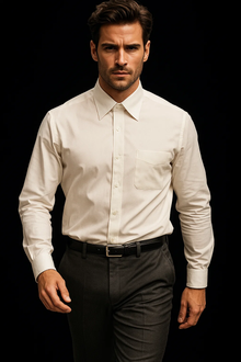 Fratello French Cuff Ivory  - Herringbone Tweed Stripe Big and Tall Sizes 18 19 20 21 22 Inch Neck Men's Dress Shirt