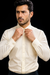 Fratello French Cuff Ivory  - Herringbone Tweed Stripe Big and Tall Sizes 18 19 20 21 22 Inch Neck Men's Dress Shirt