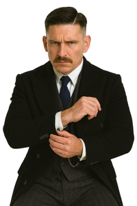 Arthur Shelby Vested Gray Plaid Peaky Blinders Suit - Peaky Blinders Outfit + Black  Double Breasted Overcoat (Peaky Blinder Custome)