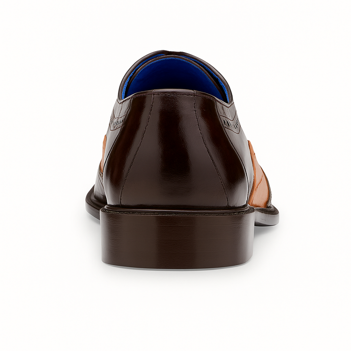 Belvedere Varo Men's Alligator & Eel Leather Dress Shoes - Chocolate Brown/Tan